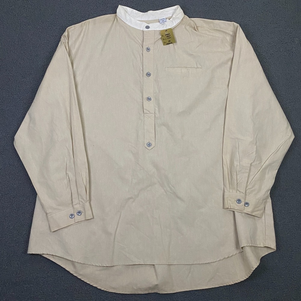 Frontier Classics Shirt Men 3XL Beige Popover Old West Costume Victorian Pioneer